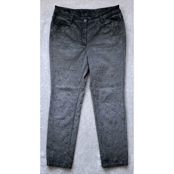 MADELEINE Slim Five Pocket with Flock Print Ombré Effect in Sage Green, Size 8P - Picture 10 of 16